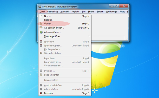 GIMP Tutorial - Datei öffnen